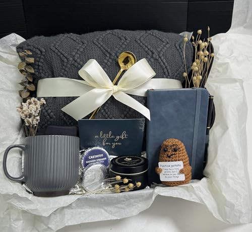 Sister Birthday Gifts With Basket for Women, Friendship Gifts for Women Self Care Gifts Set for Her/Friend/Bestie Gift Box for Girlfriend/gf/Wife (Pink, Cream & Gold)