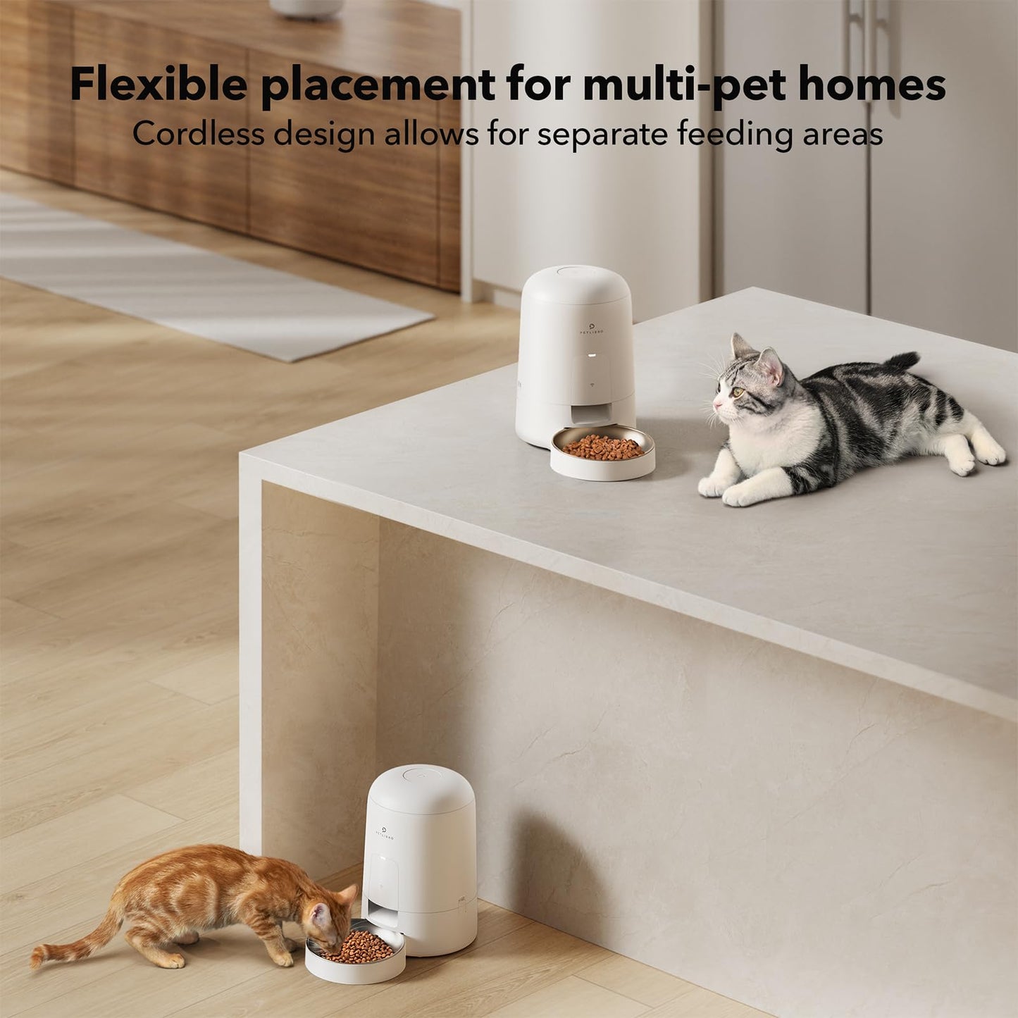 PETLIBRO Automatic Cat Feeder, Wi-Fi Rechargeable Cat Food Dispenser Battery-Operated with 30-Day Life, AIR 2.4G Wi-Fi Timed Pet Feeder for Cat & Dog, 2L Auto Cat Feeder, Black