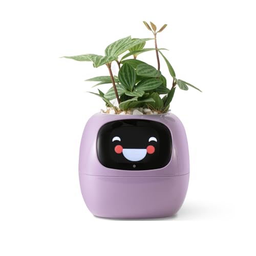 PLANTSIO Smart pet Planter Robot Guidance on Plant Care with Emojis, Adorable Plant Companion with Rich Gesture Interaction, Neat Desk Setup Gift (White)