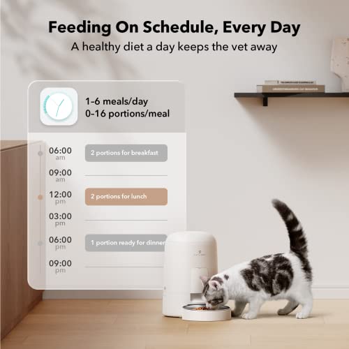 PETLIBRO Automatic Cat Feeder, Wi-Fi Rechargeable Cat Food Dispenser Battery-Operated with 30-Day Life, AIR 2.4G Wi-Fi Timed Pet Feeder for Cat & Dog, 2L Auto Cat Feeder, Black