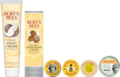 Burt's Bees Gifts Ideas - Classics Set, 6 Products in Giftable Tin – Cuticle Cream, Hand Salve, Lip Balm, Res-Q Ointment, Hand Repair and Foot Cream