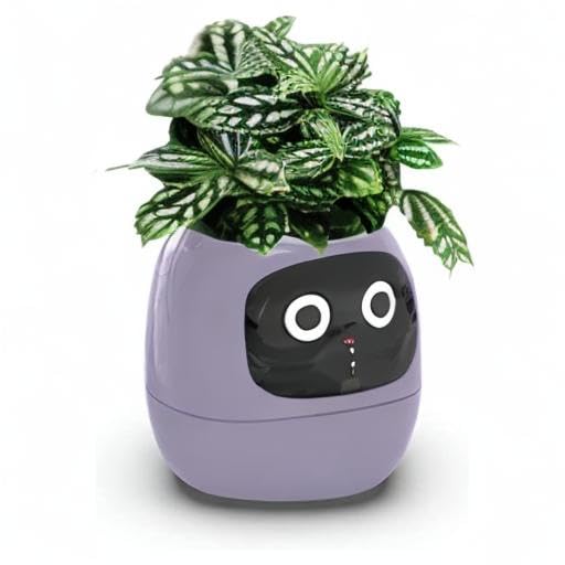 PLANTSIO Smart pet Planter Robot Guidance on Plant Care with Emojis, Adorable Plant Companion with Rich Gesture Interaction, Neat Desk Setup Gift (White)