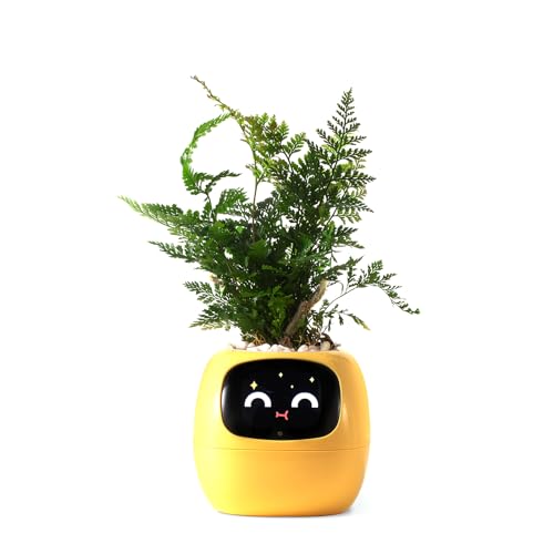 PLANTSIO Smart pet Planter Robot Guidance on Plant Care with Emojis, Adorable Plant Companion with Rich Gesture Interaction, Neat Desk Setup Gift (White)