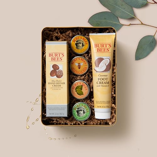 Burt's Bees Gifts Ideas - Hand Repair Set, 3 Hand Creams plus Gloves - Almond Milk, Lemon Butter Cuticle Cream, Shea Butter Repair