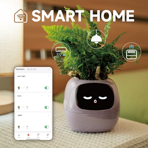 PLANTSIO Smart pet Planter Robot Guidance on Plant Care with Emojis, Adorable Plant Companion with Rich Gesture Interaction, Neat Desk Setup Gift (White)