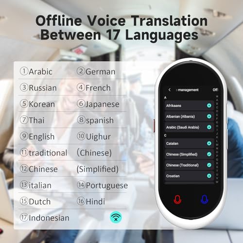 Language Translator Device, Portable Translator No WiFi Needed, Offline Voice Photo Translation, 137 Languages Supported, High Accuracy Translator Device for Travel Business Learning (Black)