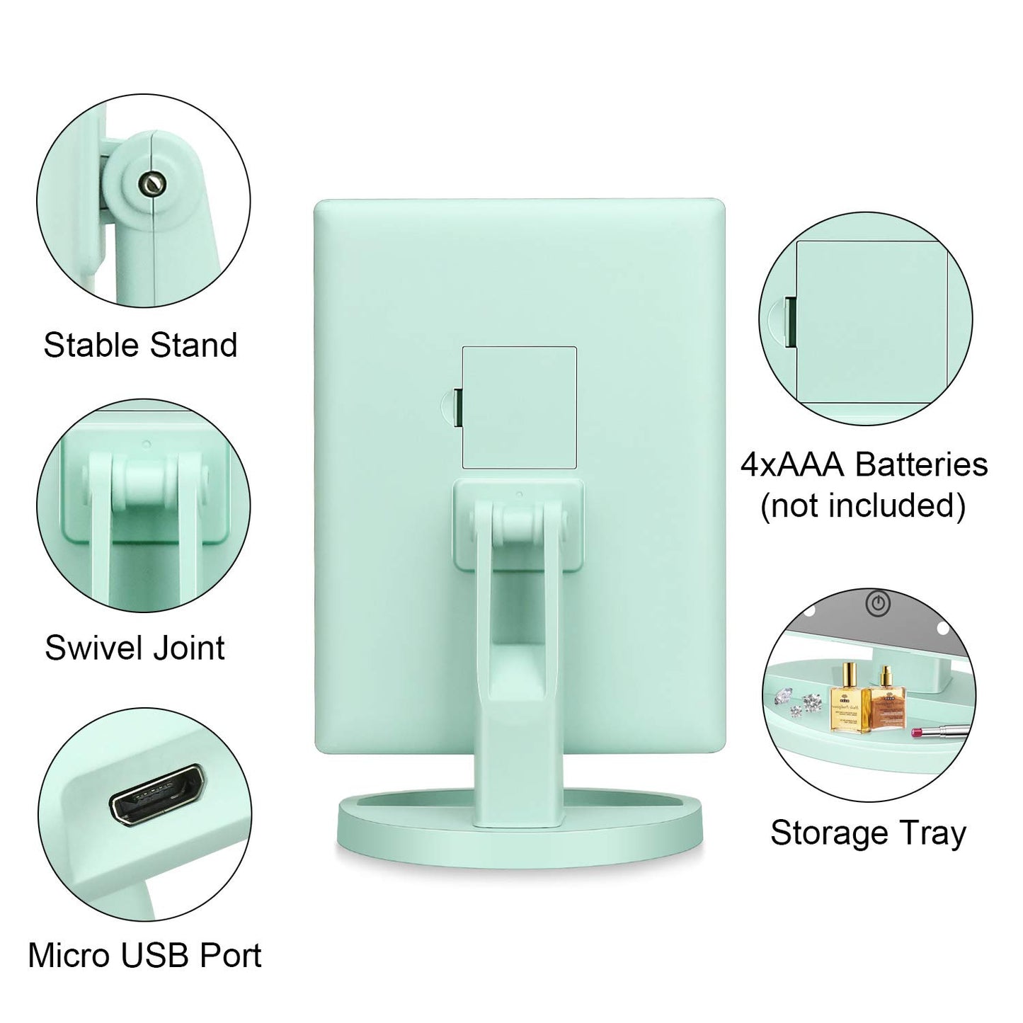 deweisn Dresser Mount Tri-Fold Lighted Vanity Mirror with 21 LED Lights, Touch Screen and 3X/2X/1X Magnification, Two Power Supply Modes Make Up Mirror,Travel Mirror