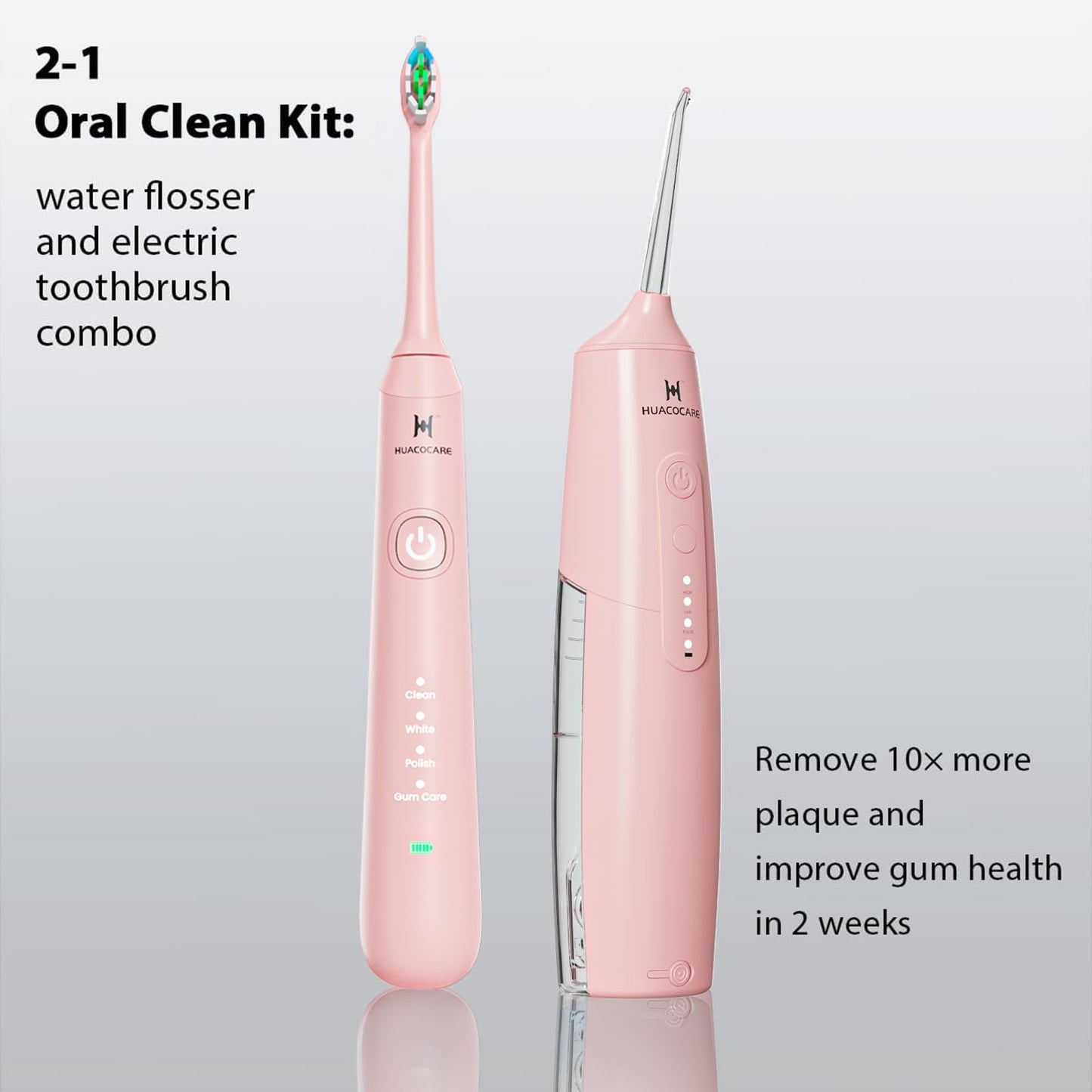 2-1 Oral Clean Kit- Water Dental flosser & Electric Toothbrush Combo- Brushing & Flossing- for Teeth Cleaning and Gum Health (Black)