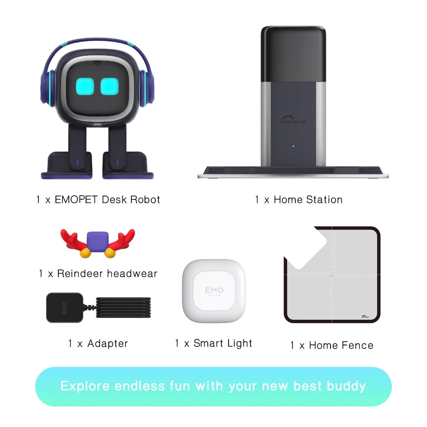 EMOPET AI Desk Robot Companion - ChatGPT Enabled with Voice Commands & Dance Feature, Interactive Robot Pet with Personality, Comes with Charging Home Station