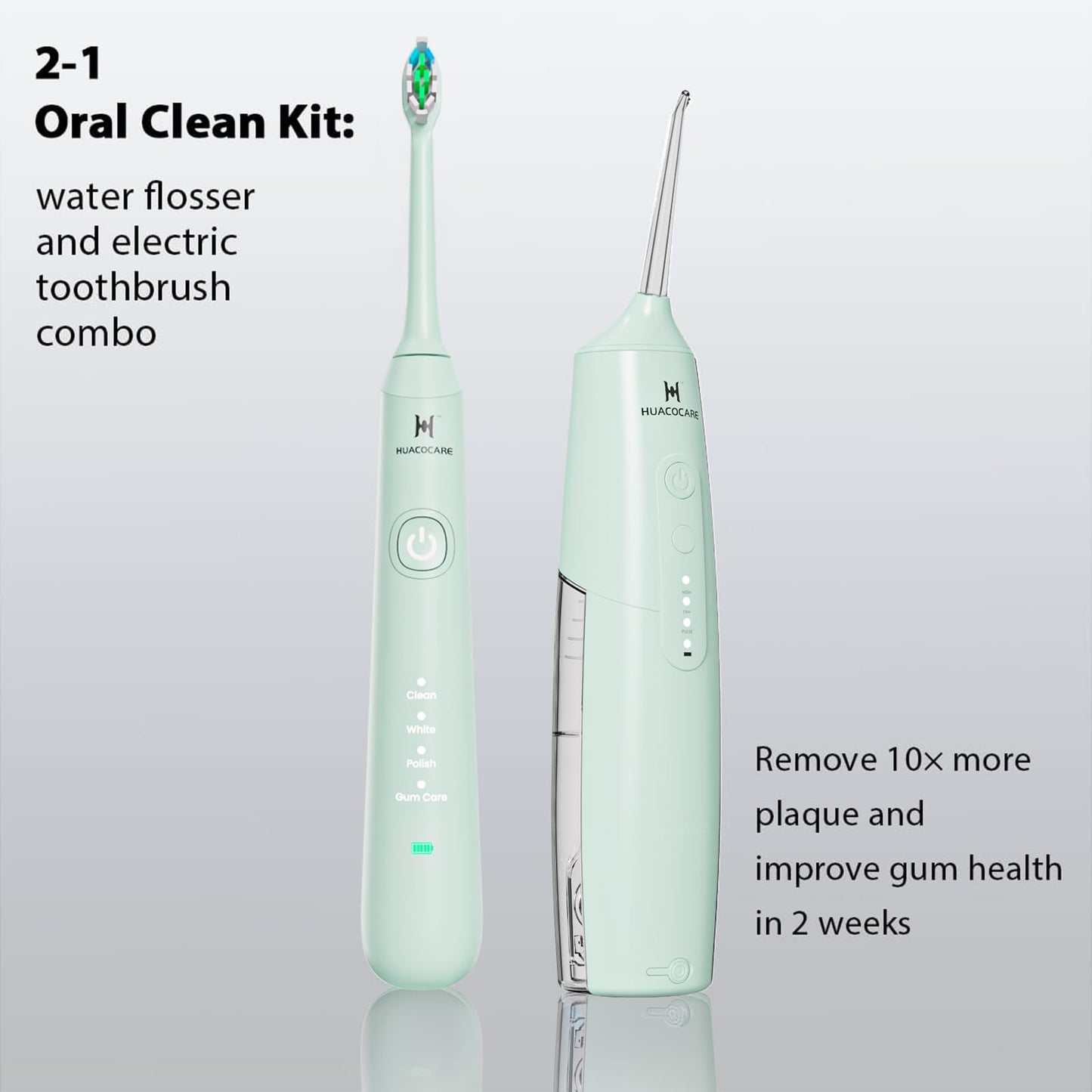 2-1 Oral Clean Kit- Water Dental flosser & Electric Toothbrush Combo- Brushing & Flossing- for Teeth Cleaning and Gum Health (Black)