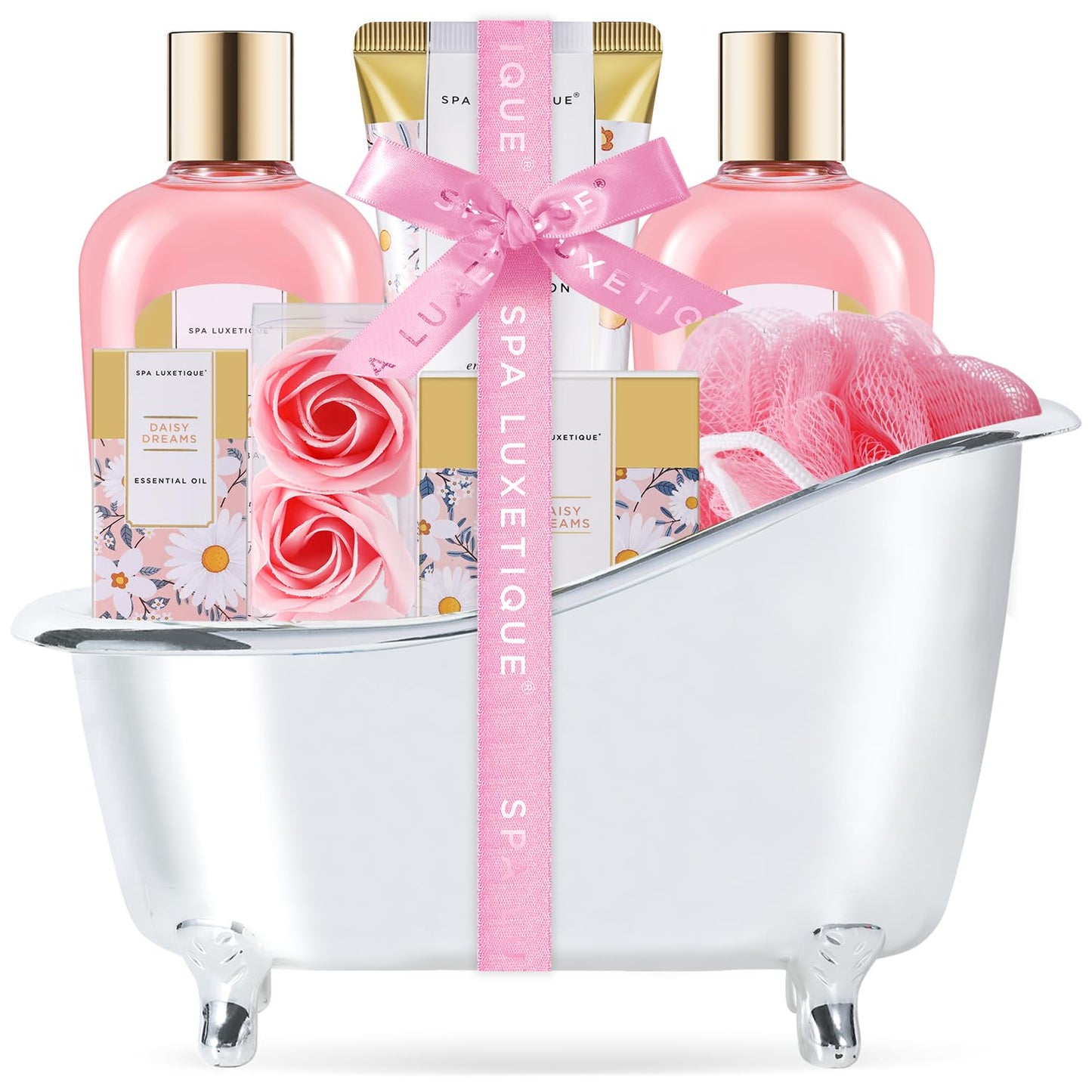 Gift Set For Women, Spa Luxetique Bath Sets for Women Gift, 8 Pcs Rose Spa Basket Includes Bubble Bath, Shower Gel, Body Lotion, Birthday Spa Gifts, Mothers Day Gifts for Mom