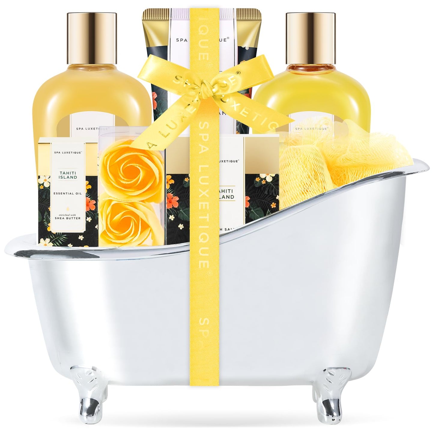 Gift Set For Women, Spa Luxetique Bath Sets for Women Gift, 8 Pcs Rose Spa Basket Includes Bubble Bath, Shower Gel, Body Lotion, Birthday Spa Gifts, Mothers Day Gifts for Mom