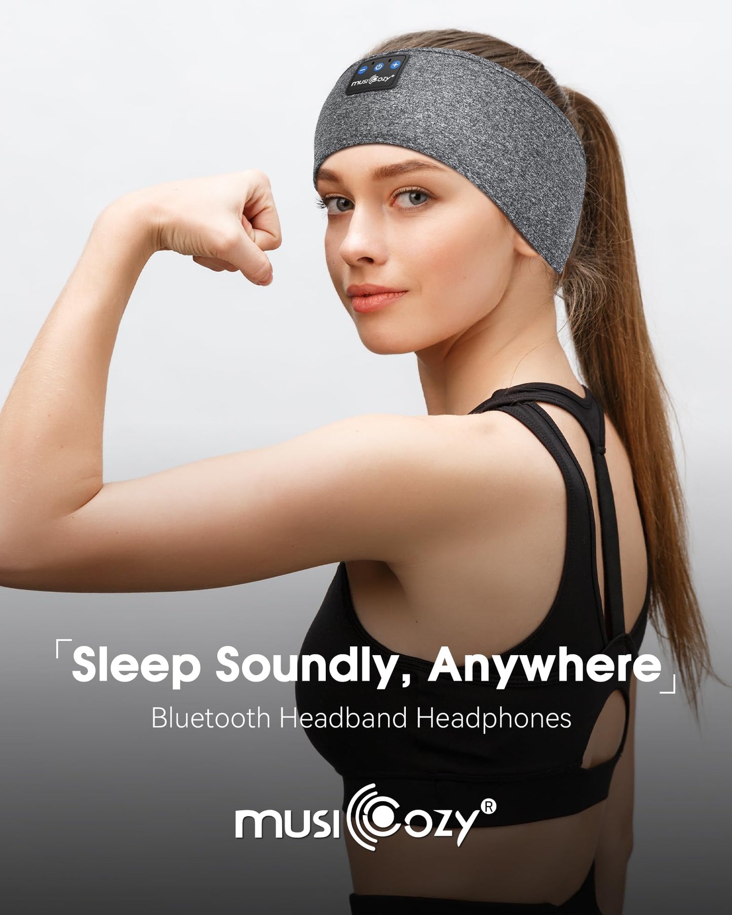 MUSICOZY Sleep Headphones Bluetooth 5.4 Headband, Sports Wireless Earphones Sweat Resistant Earbuds Sleeping Headphone with Ultra-Thin HD Stereo Speaker for Workout Running Cool Gadgets Unique Gifts