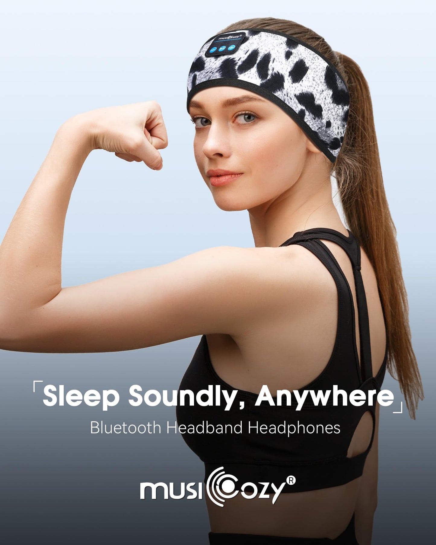 MUSICOZY Sleep Headphones Bluetooth 5.4 Headband, Sports Wireless Earphones Sweat Resistant Earbuds Sleeping Headphone with Ultra-Thin HD Stereo Speaker for Workout Running Cool Gadgets Unique Gifts