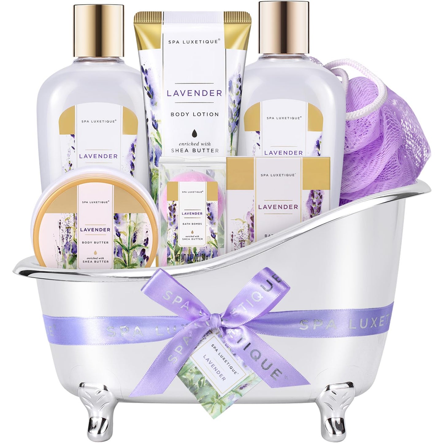 Gift Set For Women, Spa Luxetique Bath Sets for Women Gift, 8 Pcs Rose Spa Basket Includes Bubble Bath, Shower Gel, Body Lotion, Birthday Spa Gifts, Mothers Day Gifts for Mom