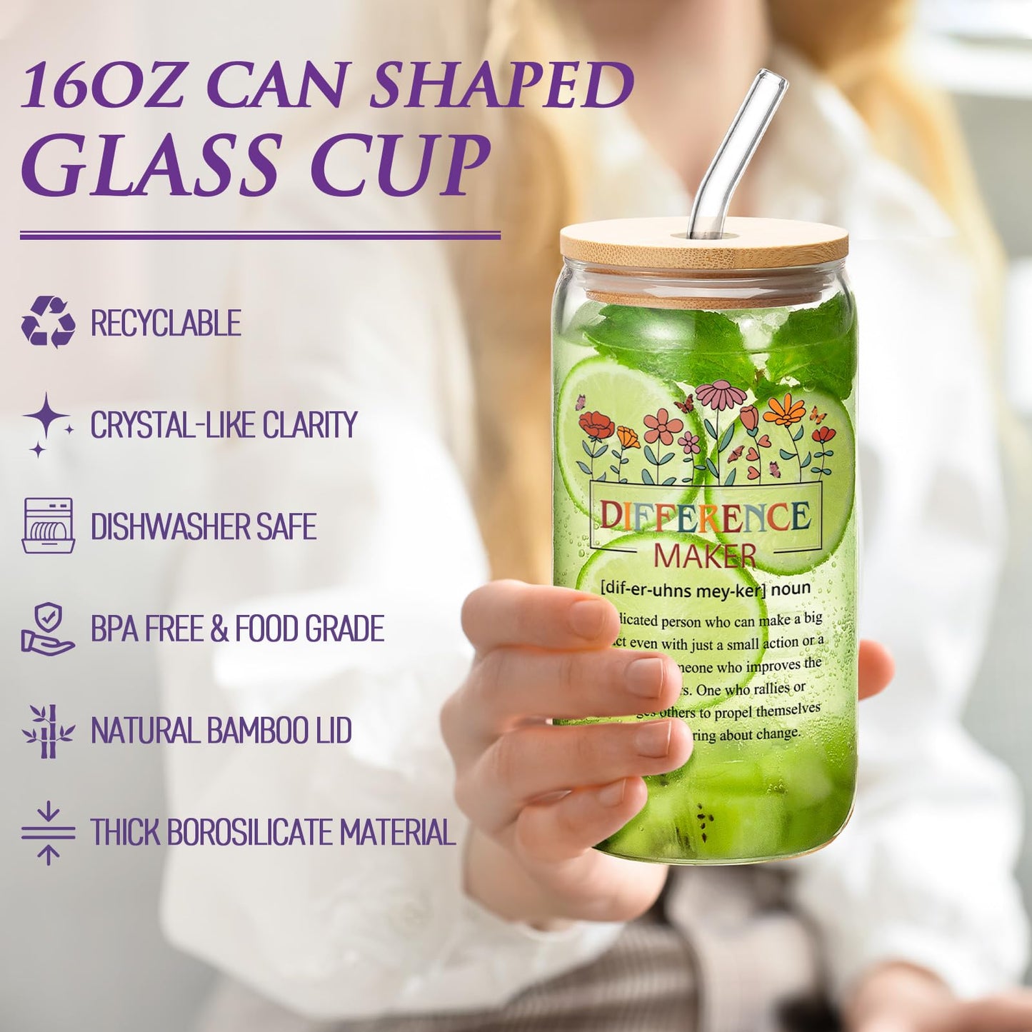 Birthday Gifts for Women Friendship, Get Well Soon Gifts for Women Care Package Inspirational Thinking of You Gifts Self Care Gifts, Unique Gifts for Mom Her Friends Sister Wife w/ 16Oz Can Glass Cup