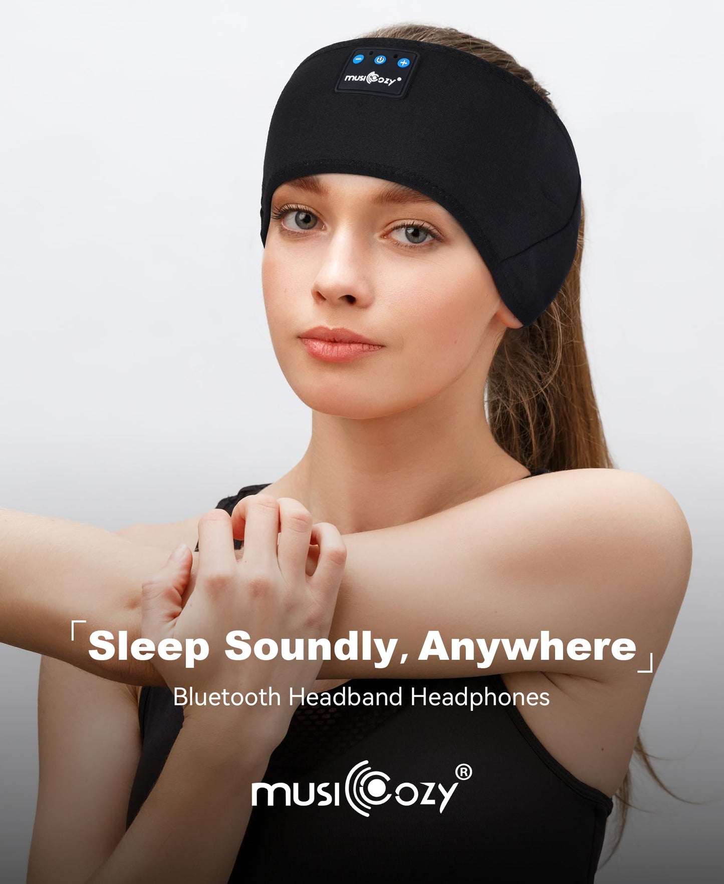 MUSICOZY Sleep Headphones Bluetooth 5.4 Headband, Sports Wireless Earphones Sweat Resistant Earbuds Sleeping Headphone with Ultra-Thin HD Stereo Speaker for Workout Running Cool Gadgets Unique Gifts