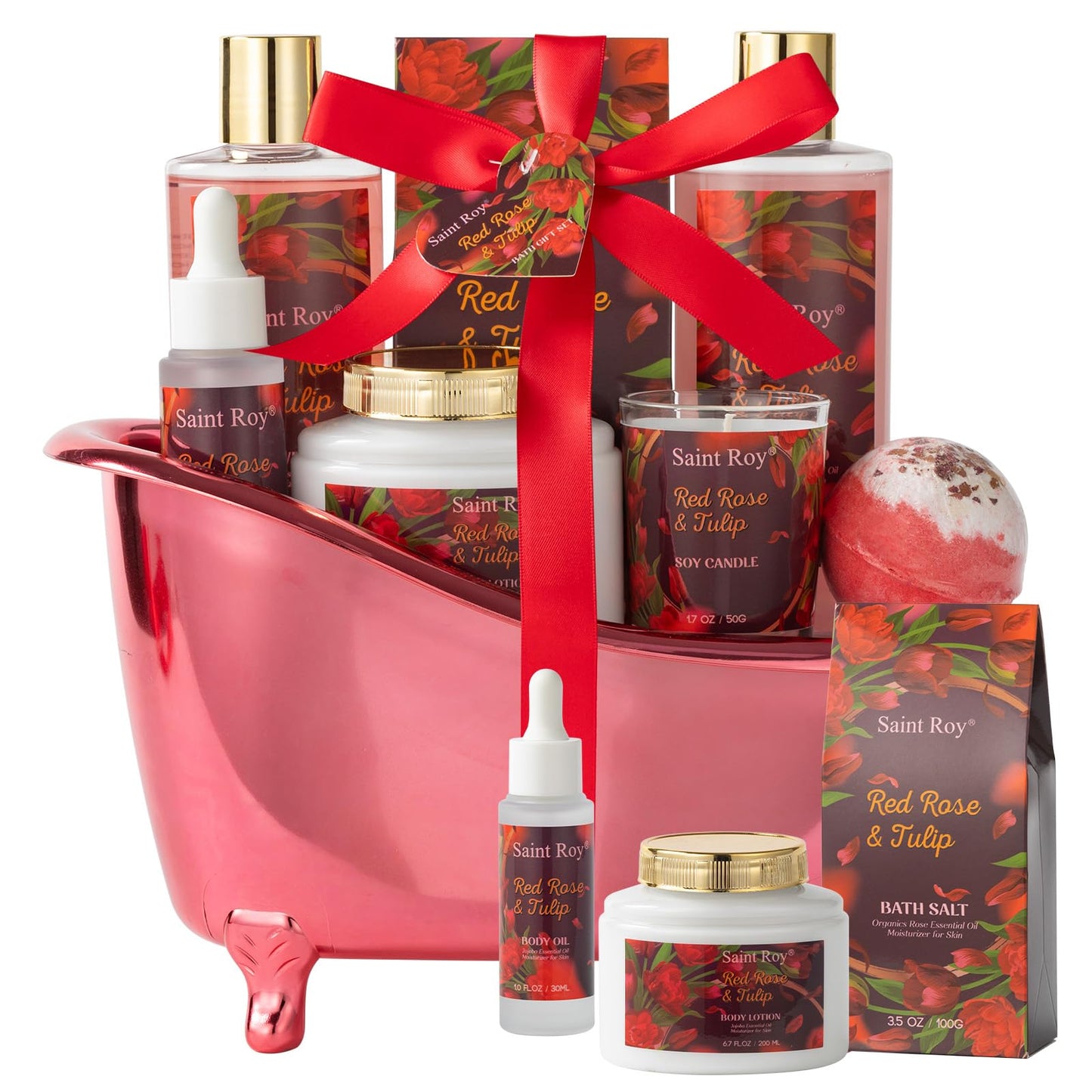 SPA Gifts for Her Gift Baskets for Women, Spa Gifts for Mom Strawberry Scent - Rich in Jojoba Oil Shea Butter with Body Lotion, Bath Bomb, Care Package, Birthday Gift