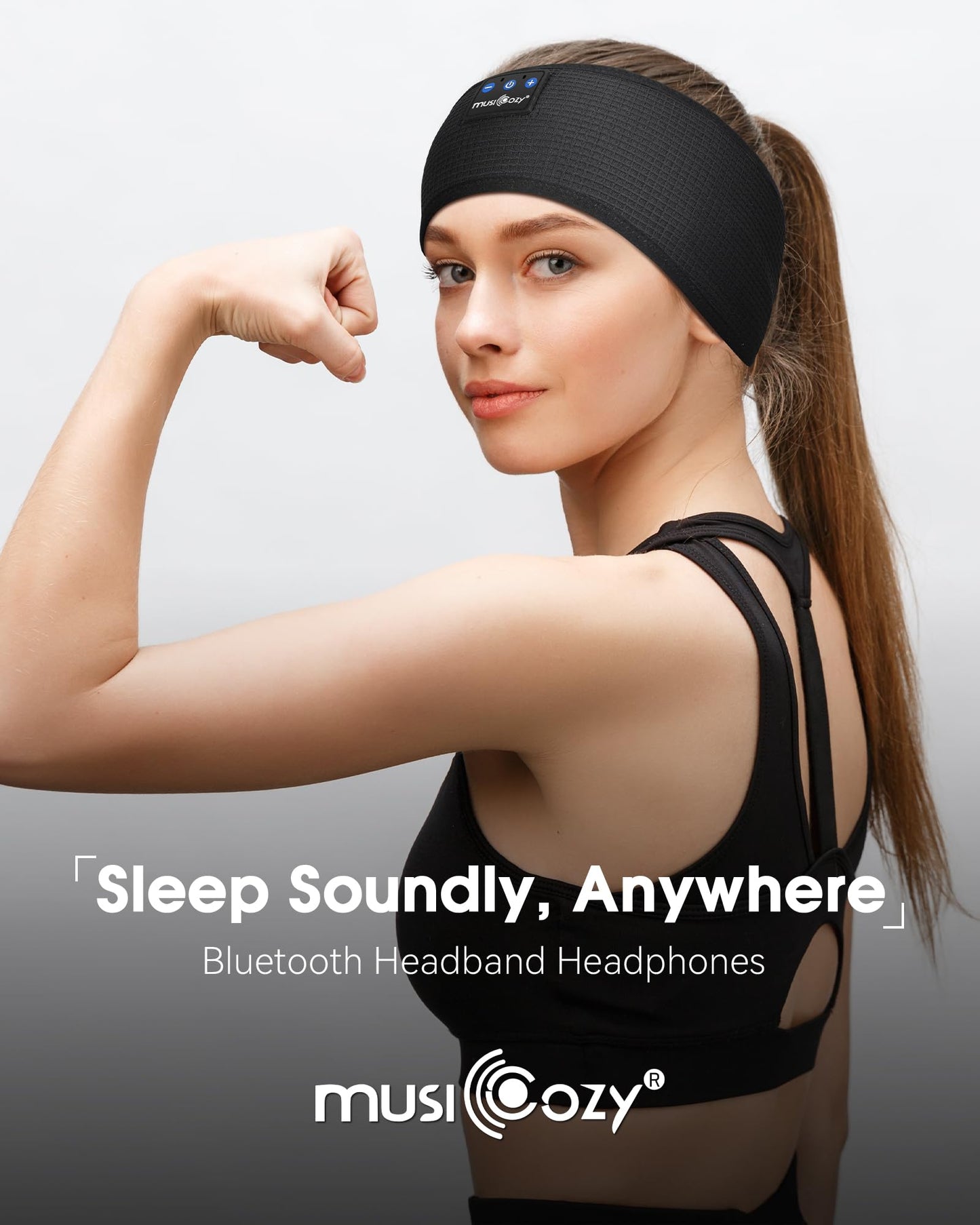 MUSICOZY Sleep Headphones Bluetooth 5.4 Headband, Sports Wireless Earphones Sweat Resistant Earbuds Sleeping Headphone with Ultra-Thin HD Stereo Speaker for Workout Running Cool Gadgets Unique Gifts