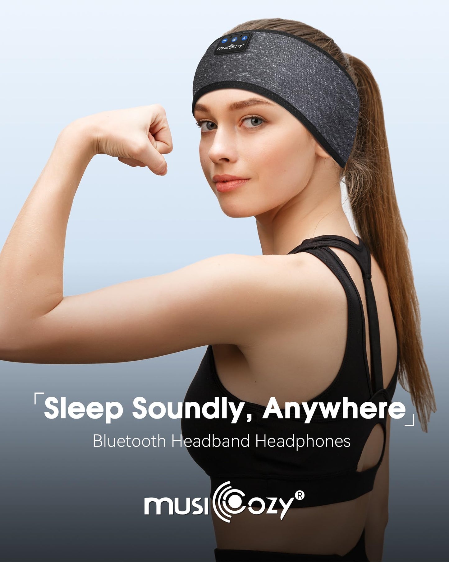 MUSICOZY Sleep Headphones Bluetooth 5.4 Headband, Sports Wireless Earphones Sweat Resistant Earbuds Sleeping Headphone with Ultra-Thin HD Stereo Speaker for Workout Running Cool Gadgets Unique Gifts