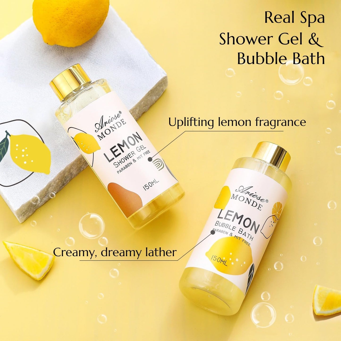 Bath & Shower Spa Gift Basket Set, with English Pear & Freesia Fragrance Bath Gift Basket for Women & Men Includes Body Lotion, Shower Gel, Bath Salts, Bubble Bath, Body Scrub and More, 9 Pcs