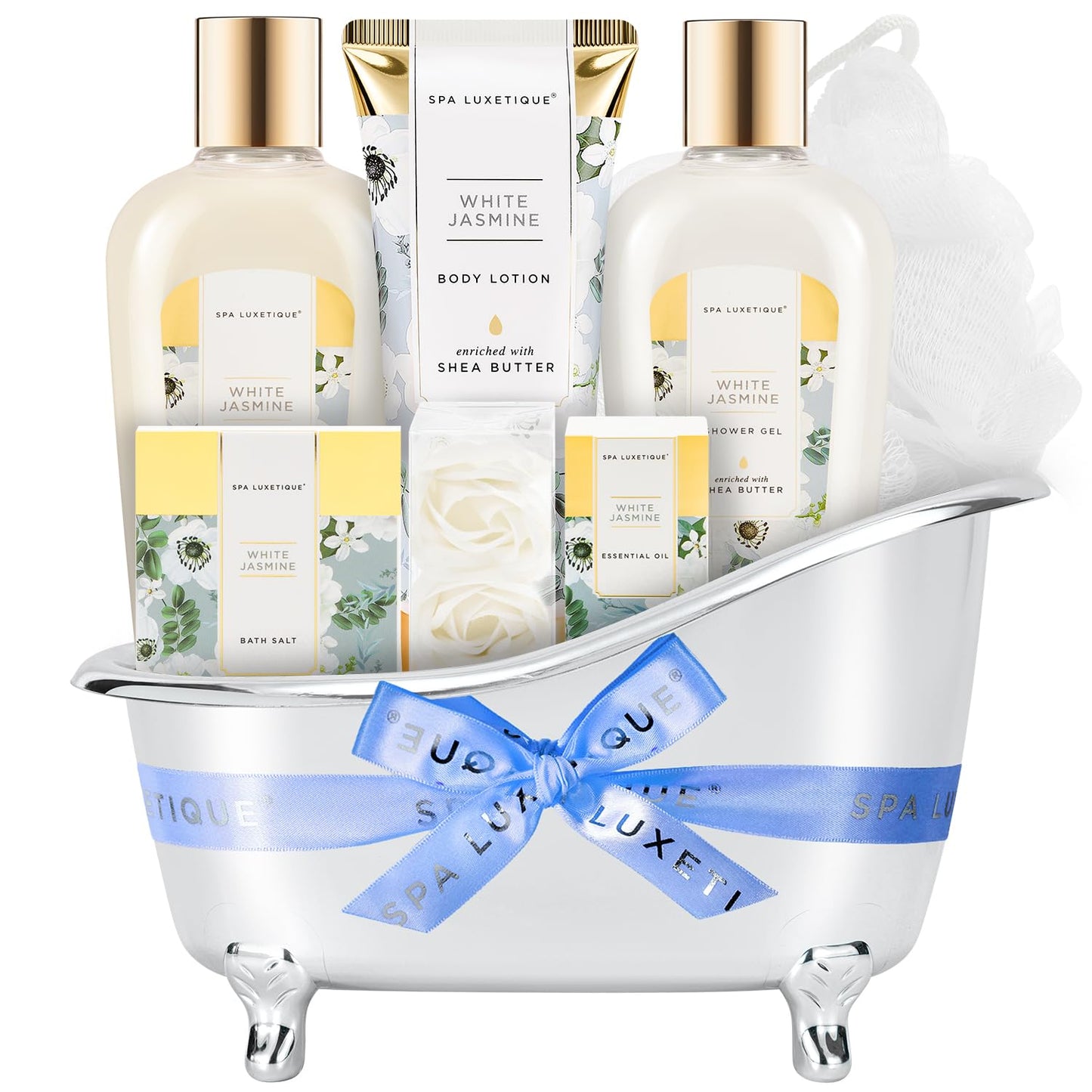 Gift Set For Women, Spa Luxetique Bath Sets for Women Gift, 8 Pcs Rose Spa Basket Includes Bubble Bath, Shower Gel, Body Lotion, Birthday Spa Gifts, Mothers Day Gifts for Mom