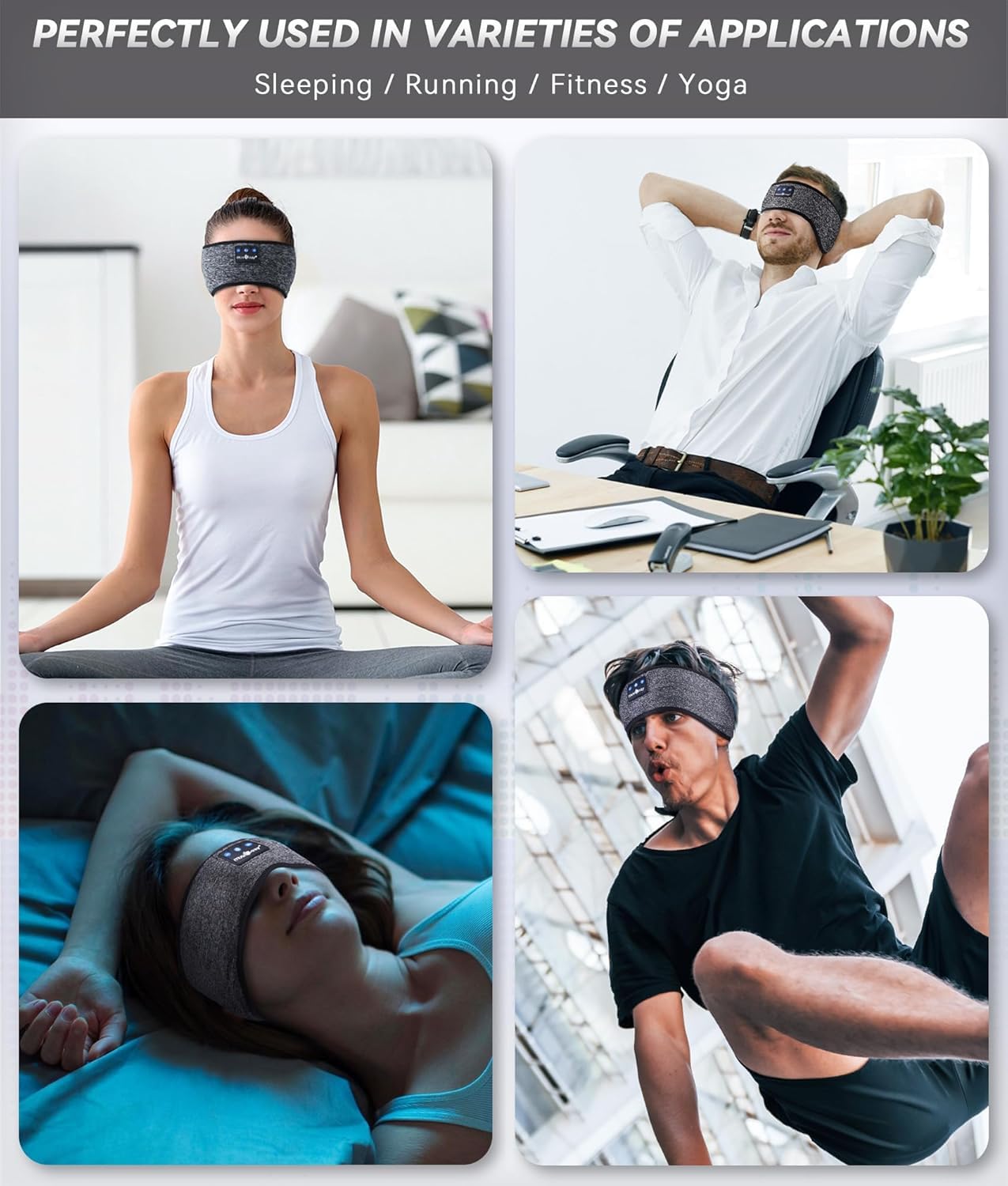 MUSICOZY Sleep Headphones Bluetooth 5.4 Headband, Sports Wireless Earphones Sweat Resistant Earbuds Sleeping Headphone with Ultra-Thin HD Stereo Speaker for Workout Running Cool Gadgets Unique Gifts