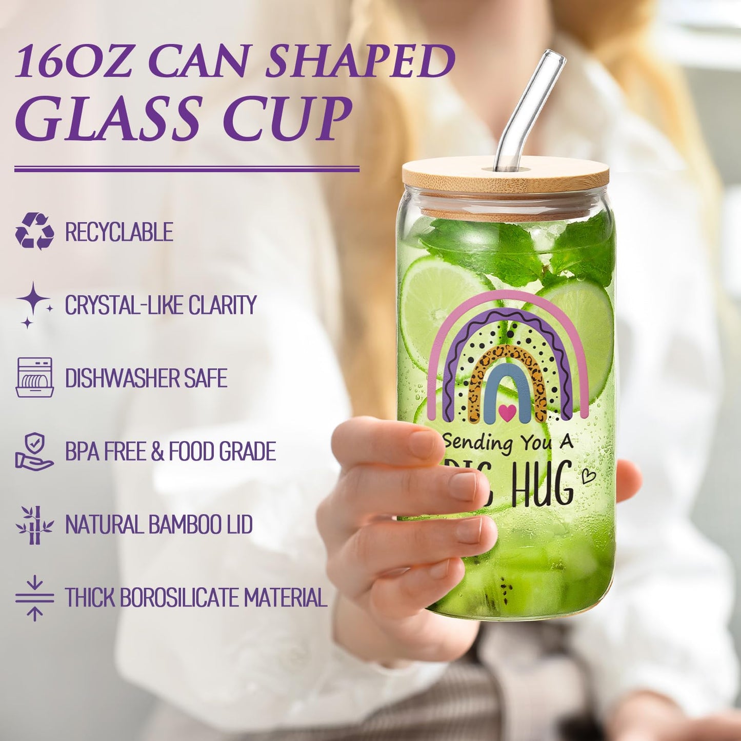 Birthday Gifts for Women Friendship, Get Well Soon Gifts for Women Care Package Inspirational Thinking of You Gifts Self Care Gifts, Unique Gifts for Mom Her Friends Sister Wife w/ 16Oz Can Glass Cup