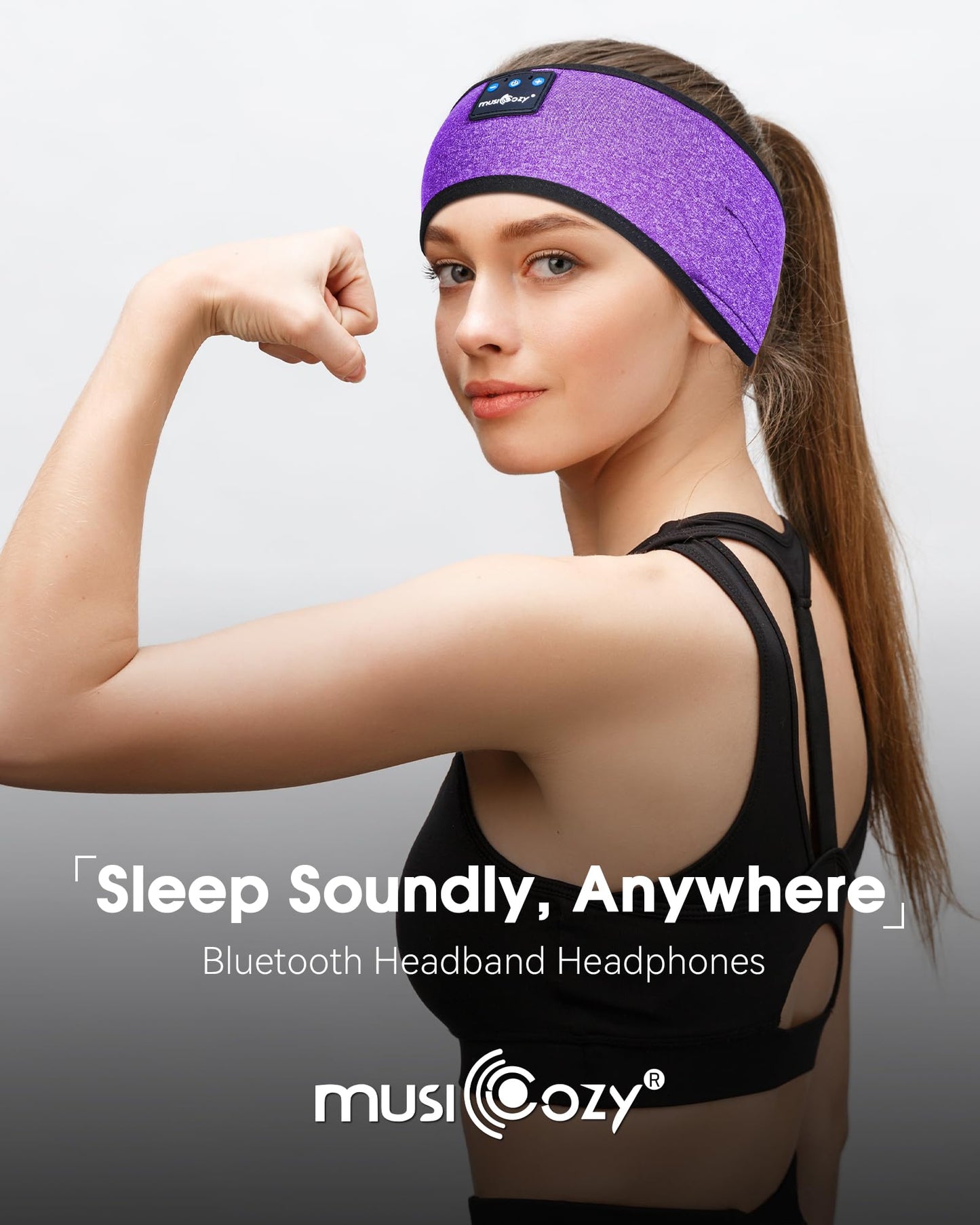 MUSICOZY Sleep Headphones Bluetooth 5.4 Headband, Sports Wireless Earphones Sweat Resistant Earbuds Sleeping Headphone with Ultra-Thin HD Stereo Speaker for Workout Running Cool Gadgets Unique Gifts