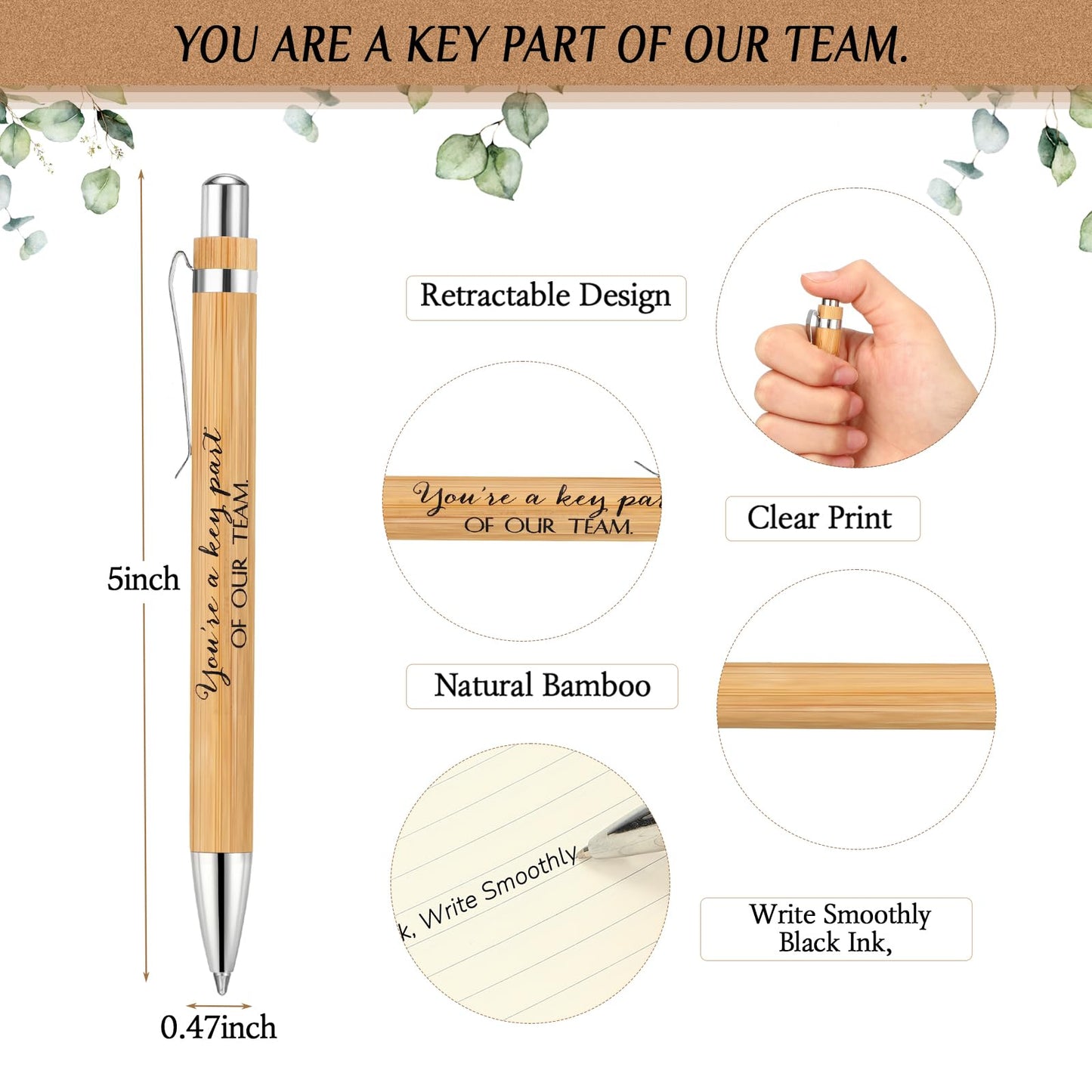 Yeaqee 36 Sets Employee Appreciation Gifts Bulk Thank You Gift Office Bamboo Pen with Inspirational Cards for Team Coworker Teacher Volunteer Nurse (Being Awesome)