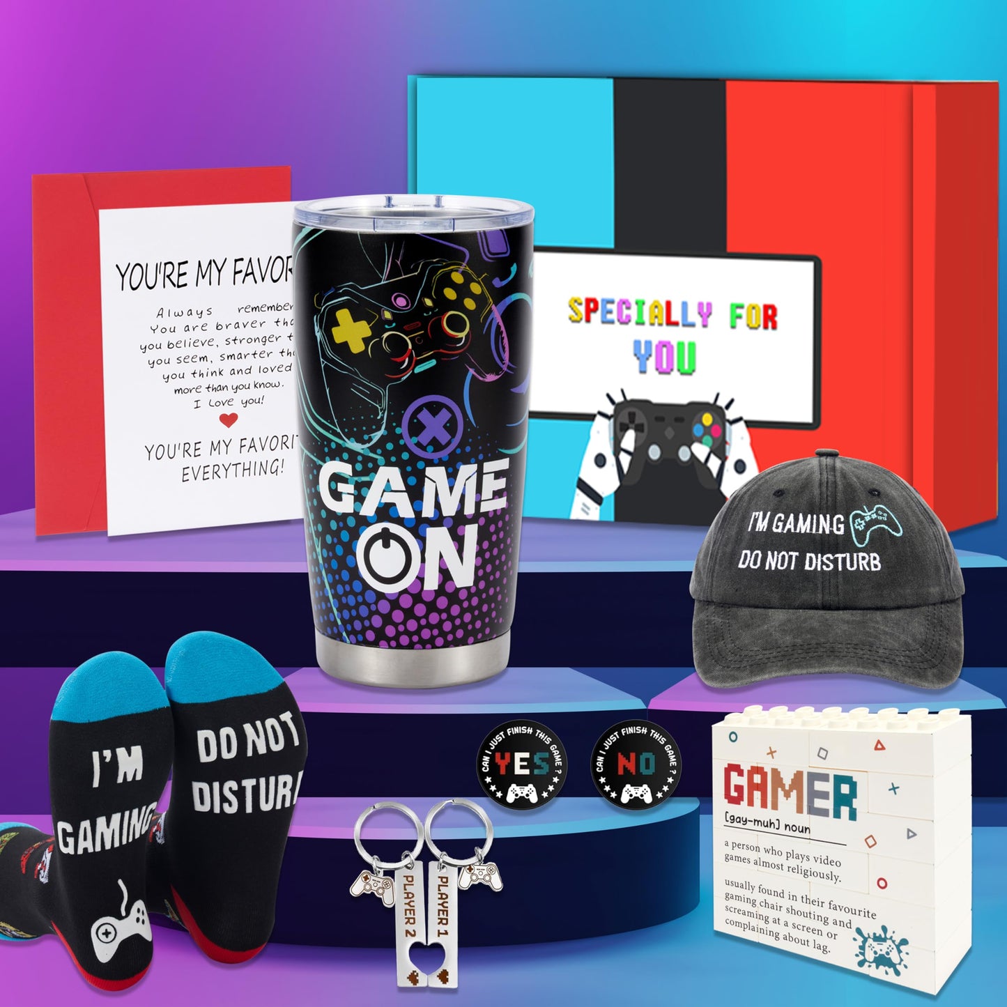 Guguden Gamer Coffee Cups Tumbler, Gamers Mugs Gifts for Boys Kids Men Boyfriend Husband, Gaming Birthday Gifts Basket for Teenage, Game Room Decor Gift for Dad Video Game Lover, Stainless Steel 20oz