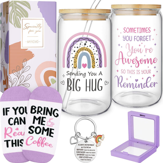 Birthday Gifts for Women Friendship, Get Well Soon Gifts for Women Care Package Inspirational Thinking of You Gifts Self Care Gifts, Unique Gifts for Mom Her Friends Sister Wife w/ 16Oz Can Glass Cup