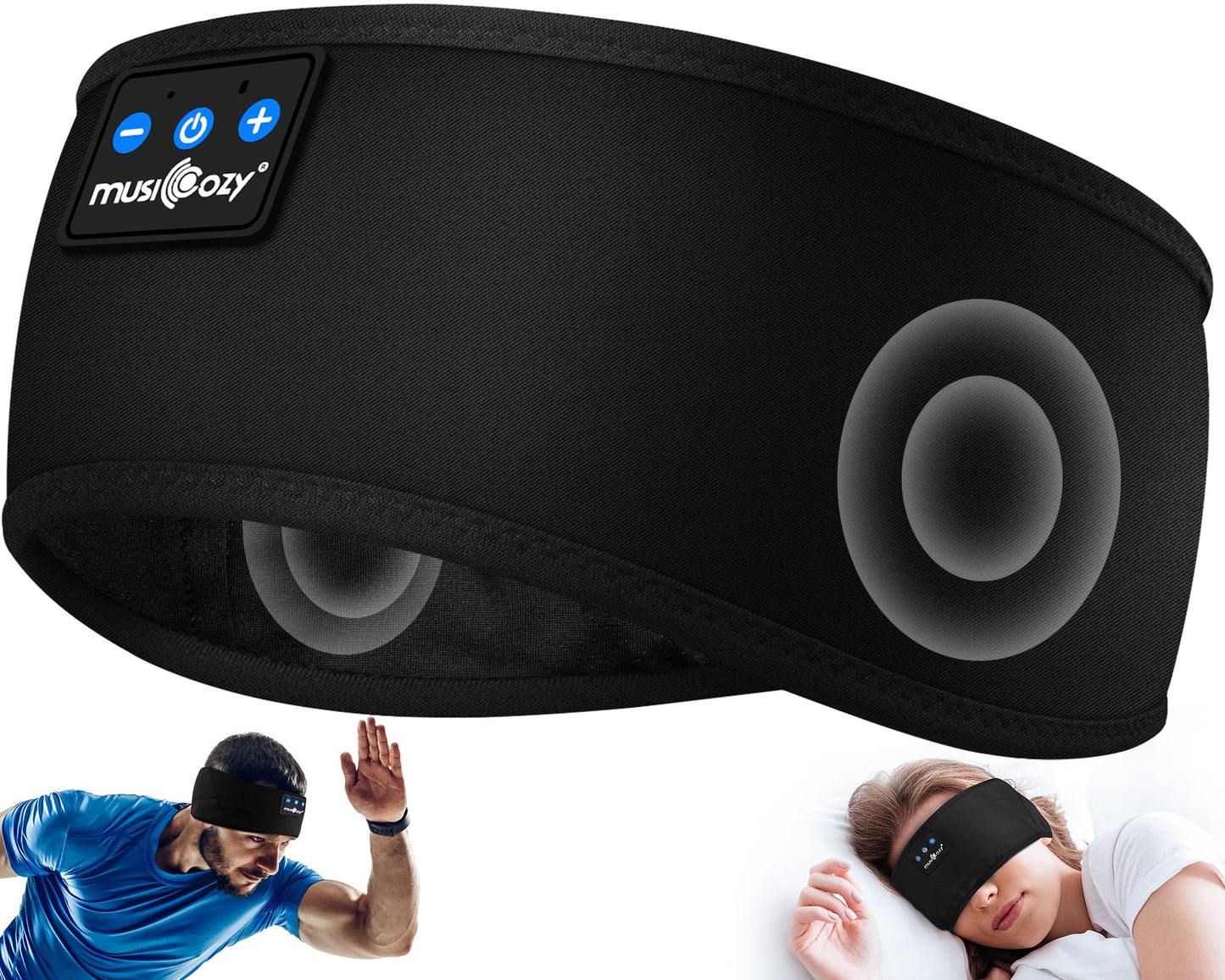 MUSICOZY Sleep Headphones Bluetooth 5.4 Headband, Sports Wireless Earphones Sweat Resistant Earbuds Sleeping Headphone with Ultra-Thin HD Stereo Speaker for Workout Running Cool Gadgets Unique Gifts