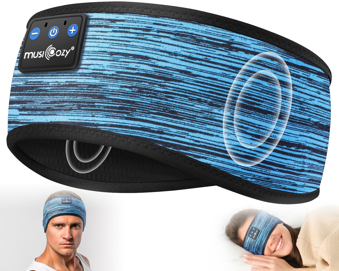 MUSICOZY Sleep Headphones Bluetooth 5.4 Headband, Sports Wireless Earphones Sweat Resistant Earbuds Sleeping Headphone with Ultra-Thin HD Stereo Speaker for Workout Running Cool Gadgets Unique Gifts