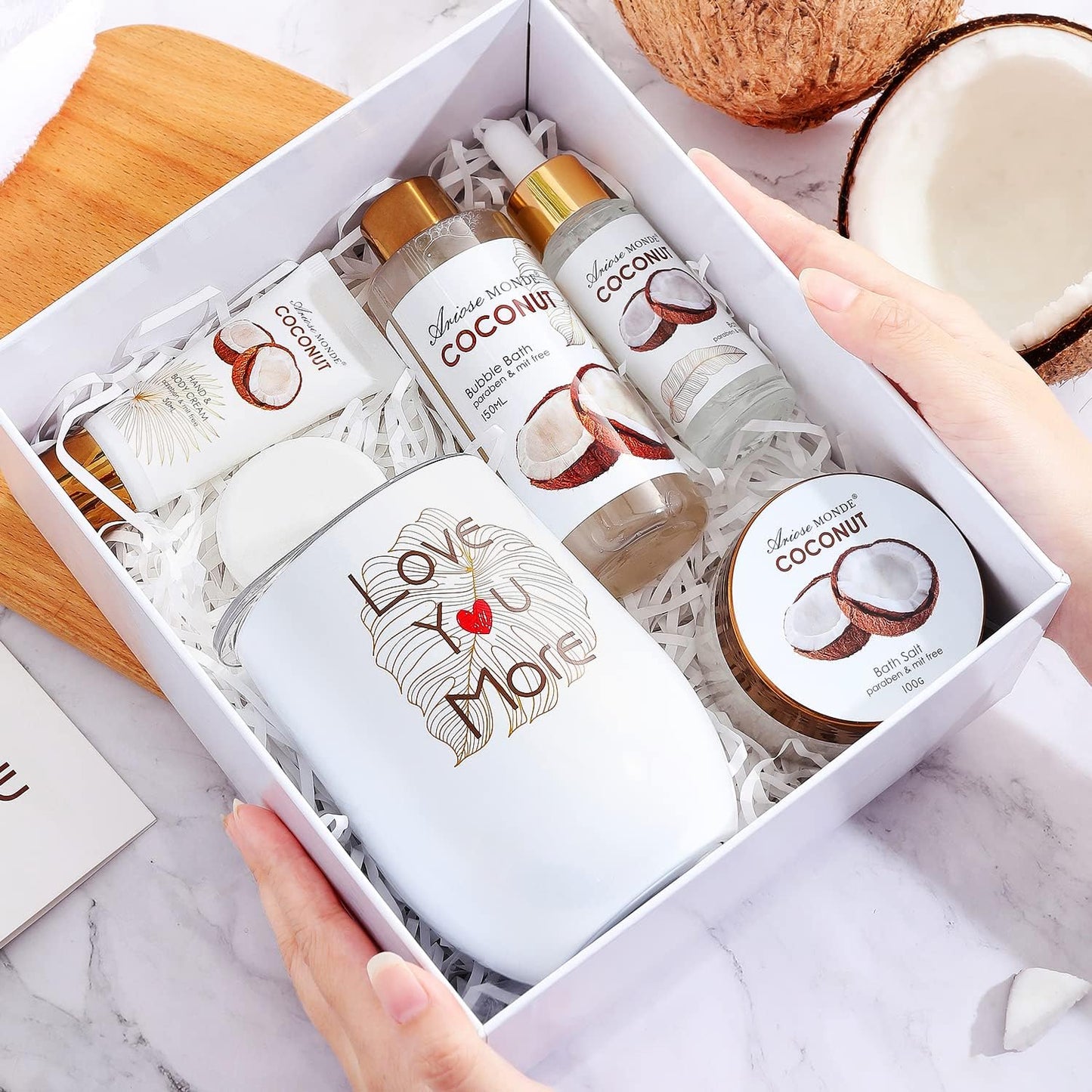 Bath & Shower Spa Gift Basket Set, with English Pear & Freesia Fragrance Bath Gift Basket for Women & Men Includes Body Lotion, Shower Gel, Bath Salts, Bubble Bath, Body Scrub and More, 9 Pcs