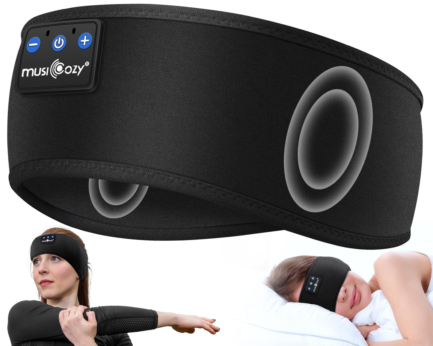 MUSICOZY Sleep Headphones Bluetooth 5.4 Headband, Sports Wireless Earphones Sweat Resistant Earbuds Sleeping Headphone with Ultra-Thin HD Stereo Speaker for Workout Running Cool Gadgets Unique Gifts