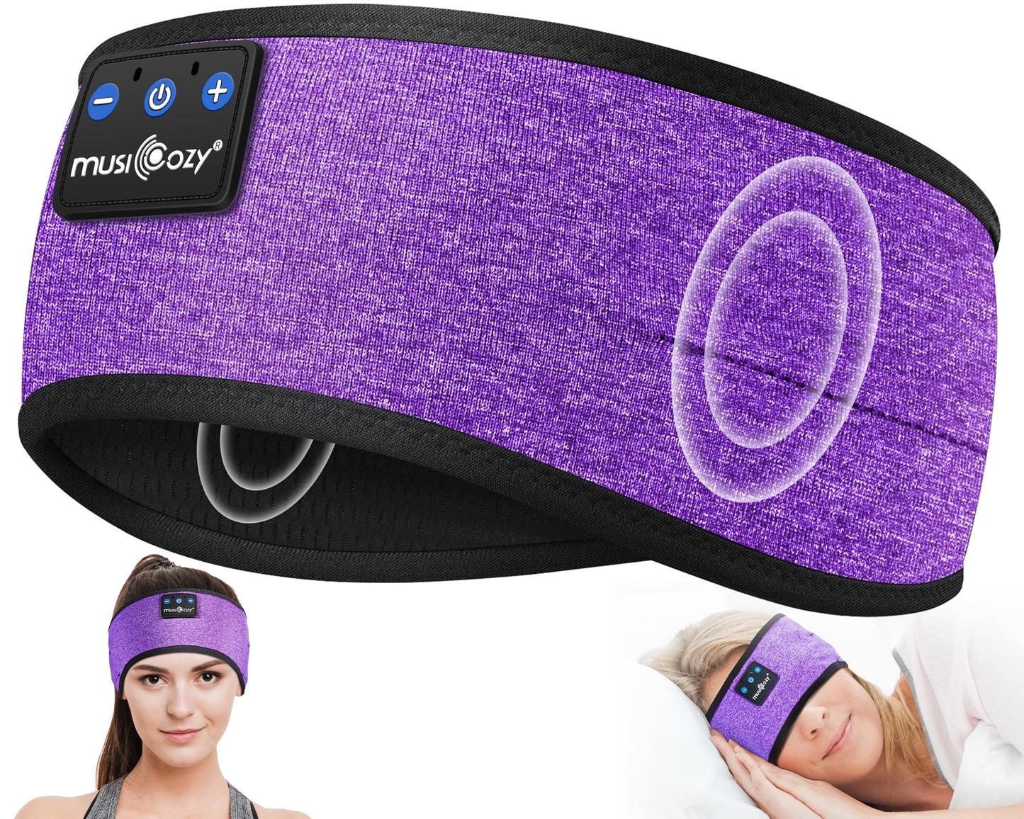 MUSICOZY Sleep Headphones Bluetooth 5.4 Headband, Sports Wireless Earphones Sweat Resistant Earbuds Sleeping Headphone with Ultra-Thin HD Stereo Speaker for Workout Running Cool Gadgets Unique Gifts