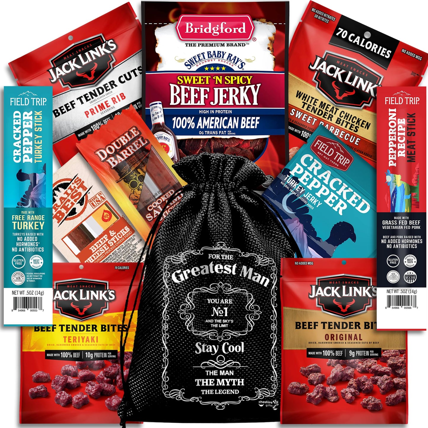 Beef Jerky Gift Baskets For Men - Dad Gifts, Birthday Gifts For Men Who Have Everything With Beef Jerky Variety Pack - Mens Gifts, Dad Birthday Gift, Care Package For Men, Husband Birthday Gift By