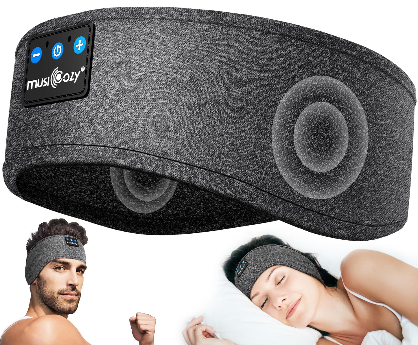 MUSICOZY Sleep Headphones Bluetooth 5.4 Headband, Sports Wireless Earphones Sweat Resistant Earbuds Sleeping Headphone with Ultra-Thin HD Stereo Speaker for Workout Running Cool Gadgets Unique Gifts