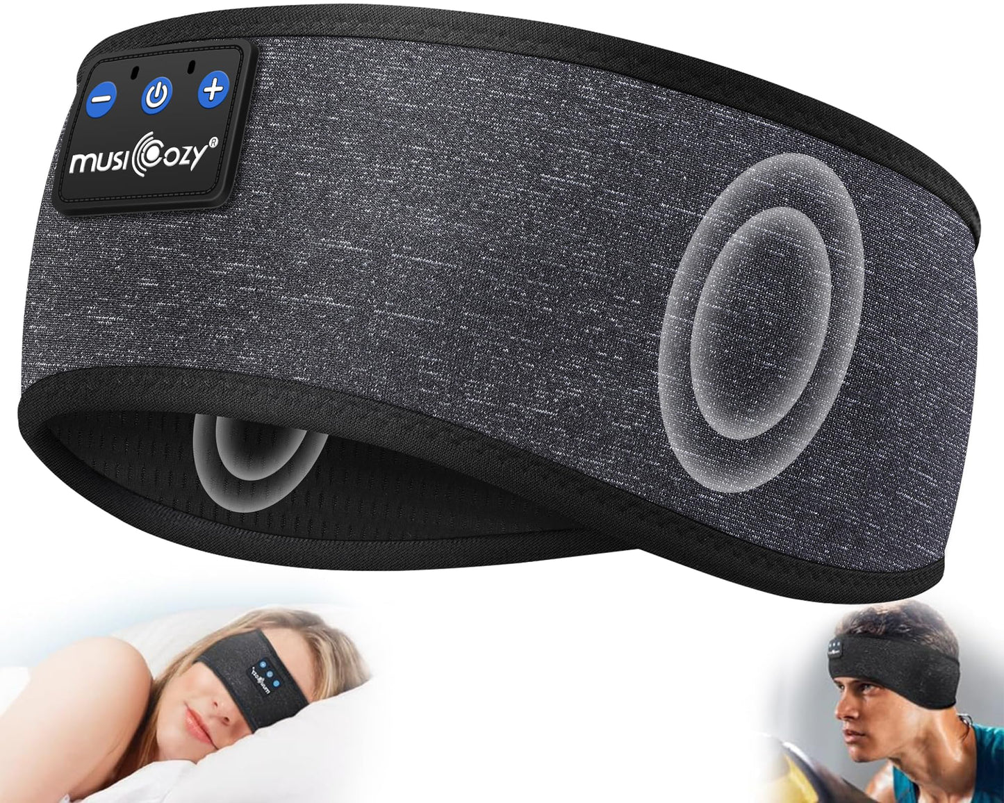 MUSICOZY Sleep Headphones Bluetooth 5.4 Headband, Sports Wireless Earphones Sweat Resistant Earbuds Sleeping Headphone with Ultra-Thin HD Stereo Speaker for Workout Running Cool Gadgets Unique Gifts